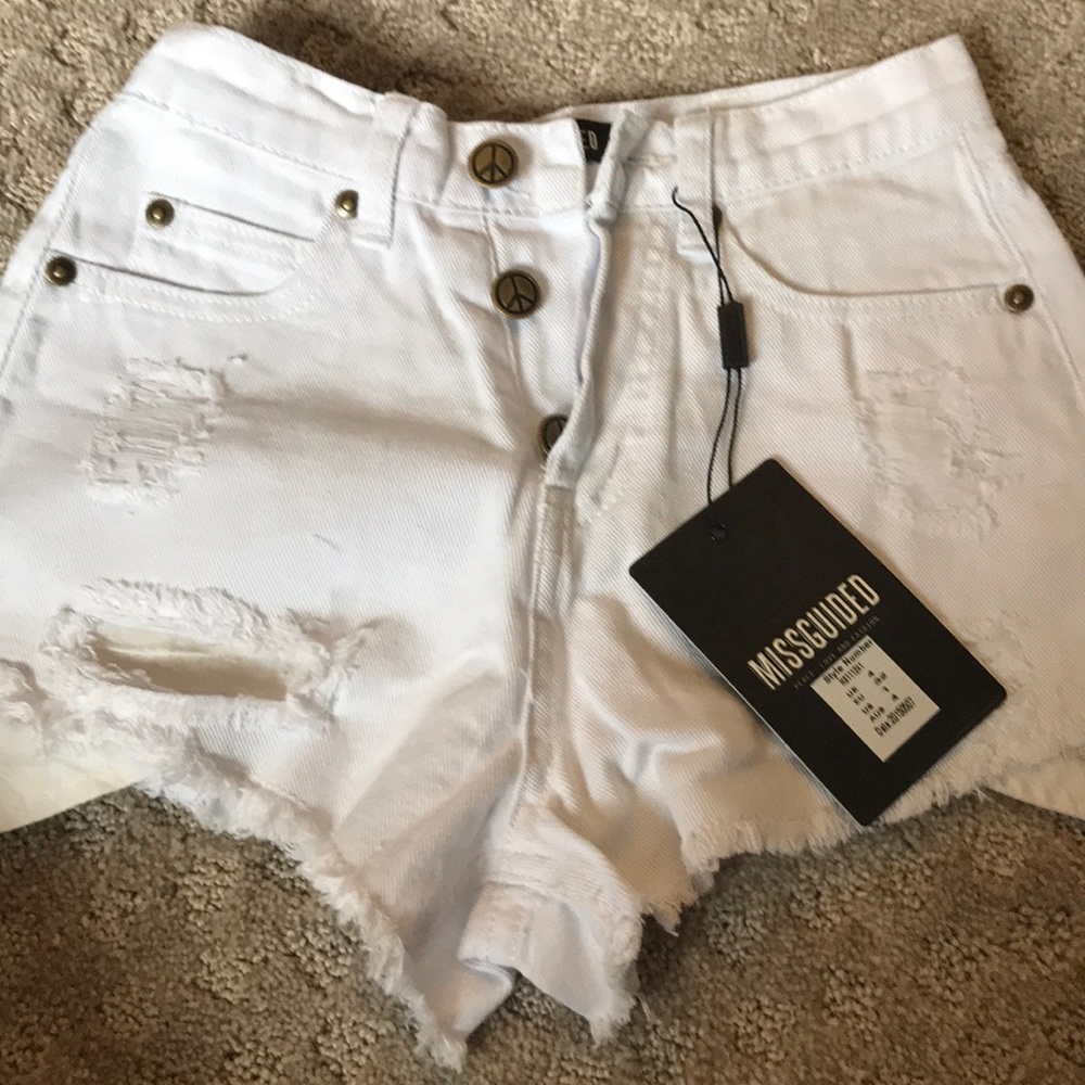 White denim shorts from Missguided